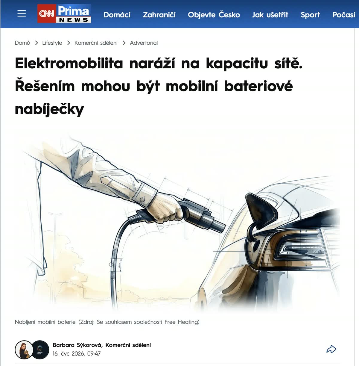 Článok CNN Prima NEWS o mobilných batériových nabíjačkách